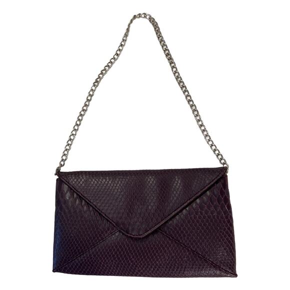 Jessica McClintock Purse Clutch Envelope Purple Formal Casual Chain - Picture 1 of 6